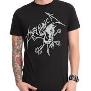 Vintage Y2K Metallica Guy & Bones Black Graphic T-Shirt